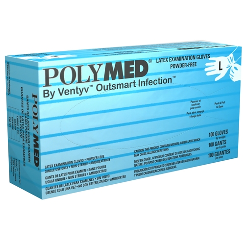 MON349006CS - Ventyv - Ventyv Exam Glove Polymed Large NonSterile Latex Standard Cuff Length Fully Textured Ivory Not Chemo Approved, 1000 EA/CS