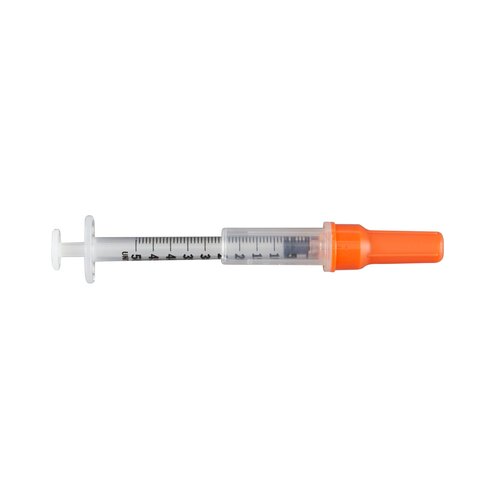 MON349606EA - Covidien - Covidien Insulin Syringe with Needle Monoject&reg; 0.5 mL 29 Gauge 1/2" Attached Sliding Safety Needle