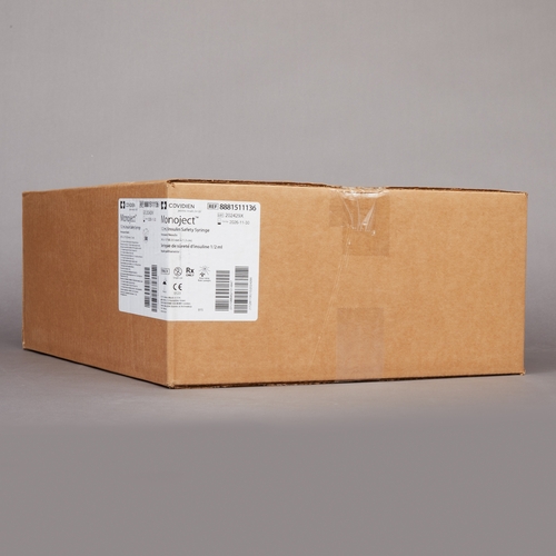 MON349606EA - Covidien - Covidien Insulin Syringe with Needle Monoject&reg; 0.5 mL 29 Gauge 1/2" Attached Sliding Safety Needle