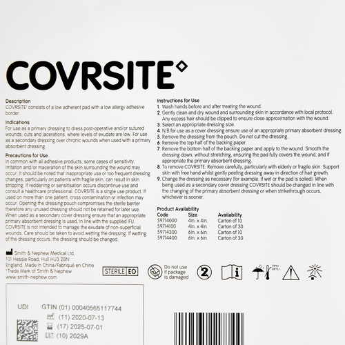 MON350591CS - Smith & Nephew - Smith & Nephew Composite Dressing Covrsite 6" x 6" NonSterile, 100 EA/CS