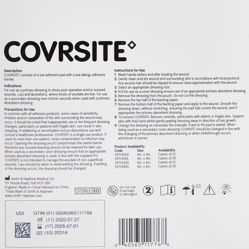 MON352378EA - Smith & Nephew - Smith & Nephew Composite Dressing Covrsite 6 X 6 Inch NonSterile