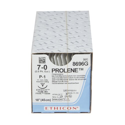 MON3534BX - J & J Healthcare Systems - Nonabsorbable Suture with Needle Prolene&trade; Polypropylene P-1 3/8 Circle Precision Reverse Cutting Needle Size 7 - 0 Monofilament