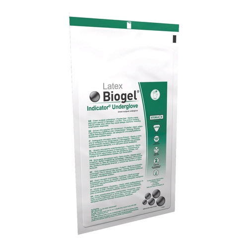 MON359957PR - Molnlycke Healthcare - Molnlycke Healthcare Surgical Underglove Biogel Indicator Underglove Size 7 Sterile Latex Standard Cuff Length Smooth Green Not Chemo Approved, 1/PR