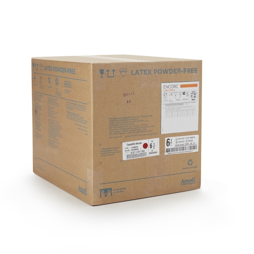 MON362176CS - Ansell - Ansell Surgical Glove ENCORE Latex Micro Size 6.5 Sterile Latex Standard Cuff Length Micro-Textured Brown Chemo Tested, 200 EA/CS