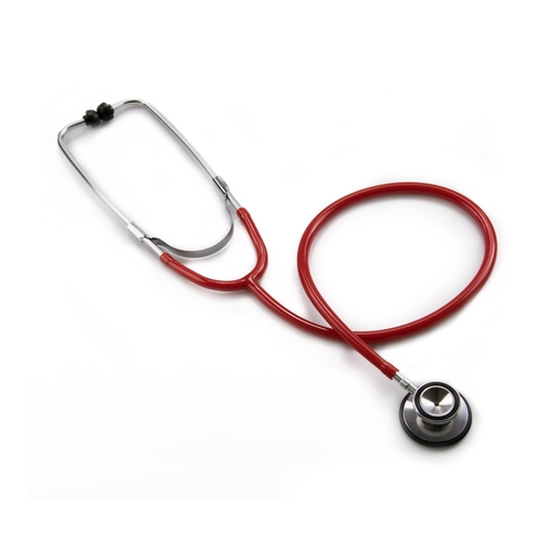MON363749EA - McKesson - Binaural Stethoscope entrust&reg; Performance Red 1-Tube 22 Inch Dual Head