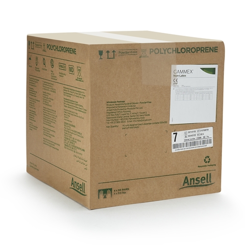 MON364345CS - Ansell - Ansell Surgical Glove Derma Prene&reg; Ultra Size 7 Sterile Pair Polyisoprene Extended Cuff Length Smooth Green Chemo Tested, 200/CS