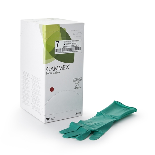 MON364345CS - Ansell - Ansell Surgical Glove Derma Prene&reg; Ultra Size 7 Sterile Pair Polyisoprene Extended Cuff Length Smooth Green Chemo Tested, 200/CS