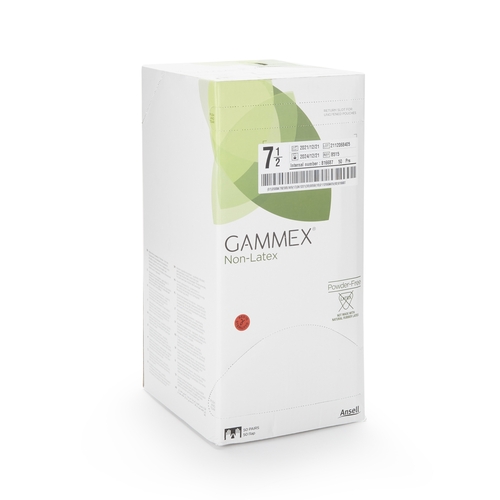 MON364346CS - Ansell - Ansell Surgical Glove GAMMEX Non-Latex Size 7.5 Sterile Polyisoprene Standard Cuff Length Micro-Textured Green Chemo Tested, 200 EA/CS