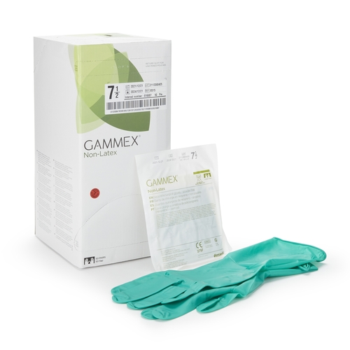 MON364346CS - Ansell - Ansell Surgical Glove GAMMEX Non-Latex Size 7.5 Sterile Polyisoprene Standard Cuff Length Micro-Textured Green Chemo Tested, 200 EA/CS