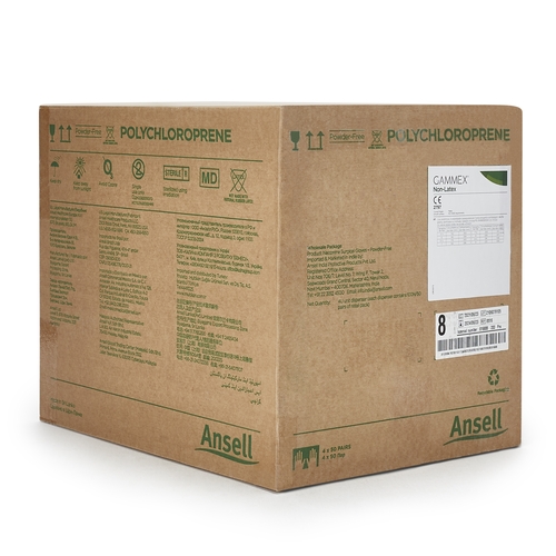 MON364347CS - Ansell - Ansell Surgical Glove GAMMEX Non-Latex Size 8 Sterile Polyisoprene Standard Cuff Length Micro-Textured Green Chemo Tested, 200 EA/CS