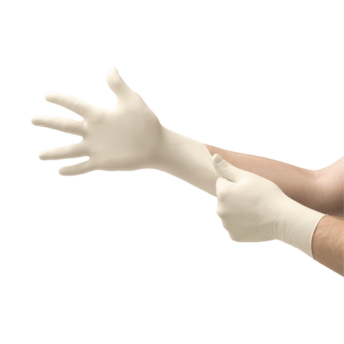 MON365974CS - Ansell - Exam Glove Diamond Grip Plus Medium NonSterile Latex Standard Cuff Length Fully Textured White Not Chemo Approved, 1000 EA/CS