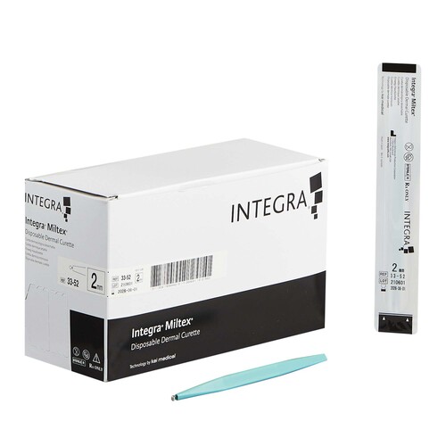 MON366438BX - Integra Lifesciences - Dermal Curette Miltex&reg; 5-1/2 Inch Length Flat Handle 2 mm Tip Round Loop Tip