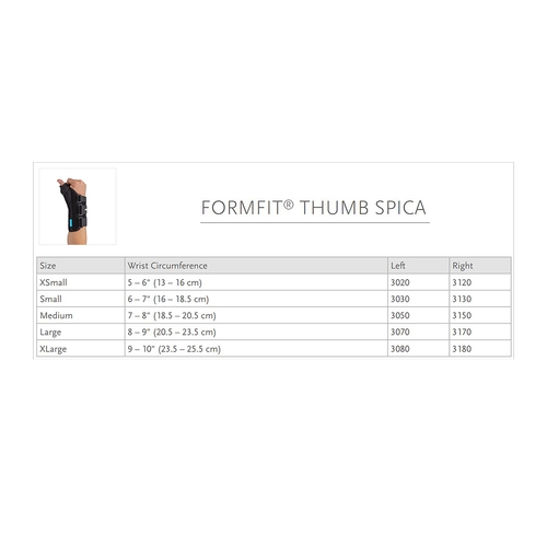 MON367515EA - Ossur - Thumb Splint Form Fit&reg; Thumb Spica, Adjustable Radial and Palmar Stay, Left Hand, X-Large