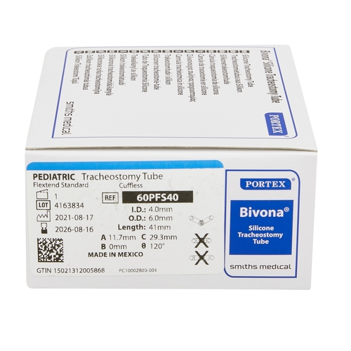 MON368143EA - Smiths Medical - Tracheostomy Tube Bivona FlexTend Plus Standard Size 4 Uncuffed