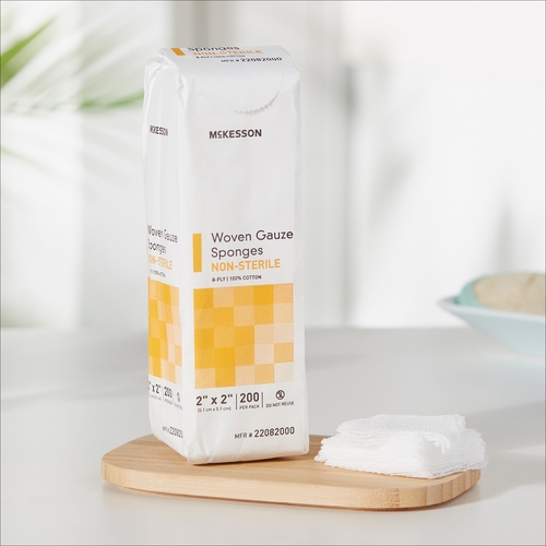 MON373772BX - McKesson - McKesson Sponge Dressing Medi-Pak Performance Cotton Gauze 8-Ply 2" x 2" Square, 200 EA/PK