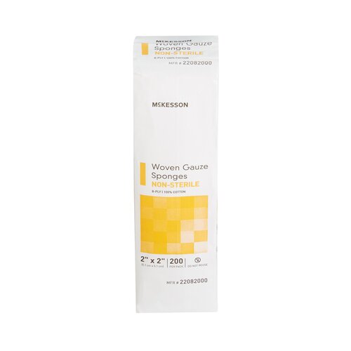 MON373772BX - McKesson - McKesson Sponge Dressing Medi-Pak Performance Cotton Gauze 8-Ply 2" x 2" Square, 200 EA/PK
