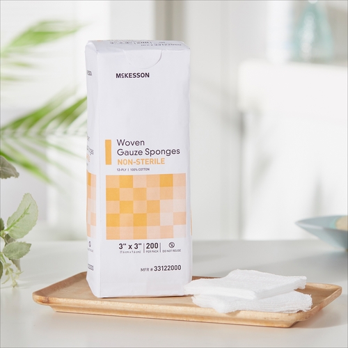 MON373776CS - McKesson - McKesson Sponge Dressing Medi-Pak Performance Cotton Gauze 12-Ply 3" x 3" Square, 4000 EA/CS