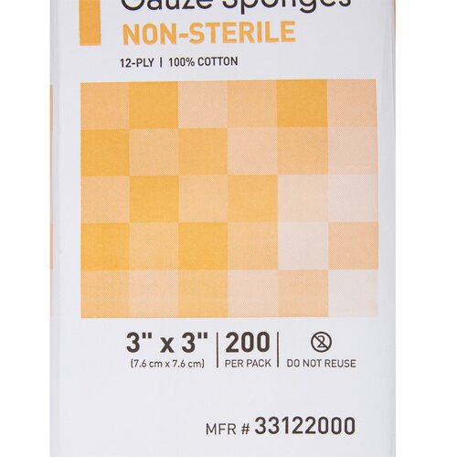 MON373776CS - McKesson - McKesson Sponge Dressing Medi-Pak Performance Cotton Gauze 12-Ply 3" x 3" Square, 4000 EA/CS