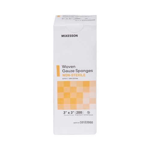 MON373776CS - McKesson - McKesson Sponge Dressing Medi-Pak Performance Cotton Gauze 12-Ply 3" x 3" Square, 4000 EA/CS