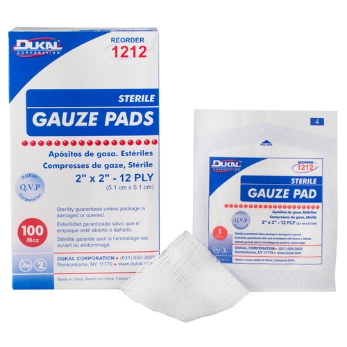 Gauze Sponge Caring Cotton 8-Ply 4 X 4 Inch Square Sterile PRM4408 Pack/1