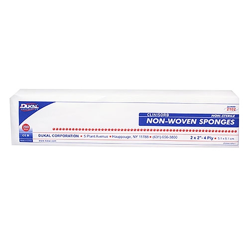 MON384757CS - Dukal - Dukal NonWoven Sponge Clinisorb Polyester / Rayon 4-ply 2 x 2" Square NonSterile, 200/BG, 20BG/CS