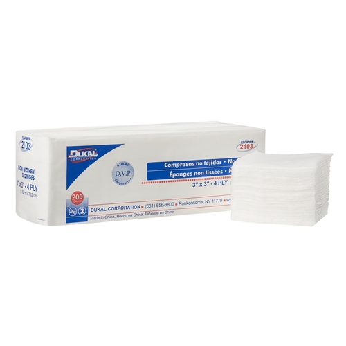 MON384758CS - Dukal - Dukal Nonwoven Sponge Clinisorb Polyester / Rayon 4-Ply 3 x 3&quot; Square NonSterile, 4000 EA/CS