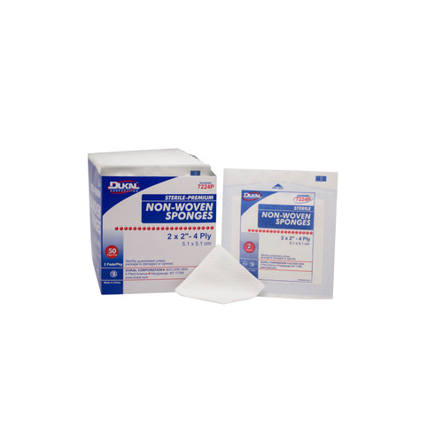 MON387554CS - Dukal - Dukal Nonwoven Sponge Clinisorb Polyester / Rayon 4-Ply 2 x 2&quot; Square Sterile, 1500 EA/CS