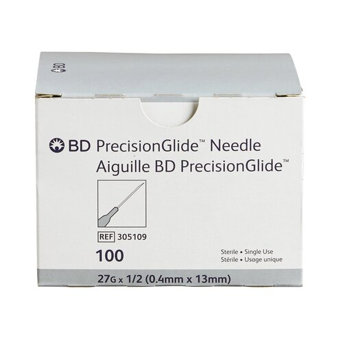 MON393CS - BD - BD Hypodermic Needle PrecisionGlide&trade; Without Safety 27 Gauge 1/2 Inch, 100/BX, 10BX/CS