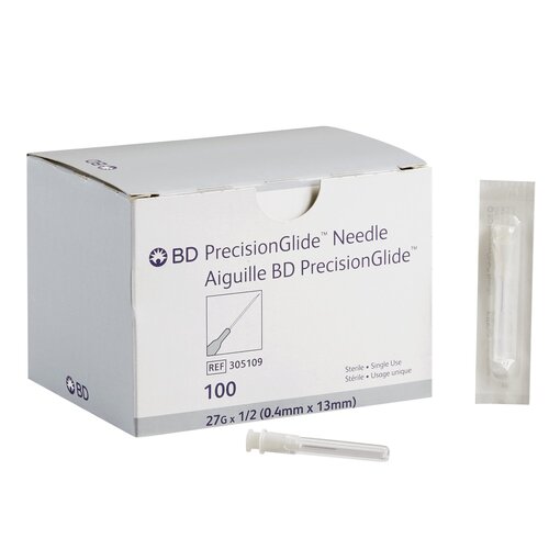 MON393CS - BD - BD Hypodermic Needle PrecisionGlide&trade; Without Safety 27 Gauge 1/2 Inch, 100/BX, 10BX/CS