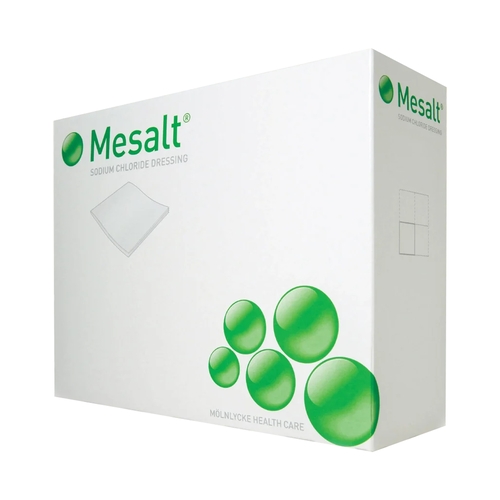 MON400463CS - Molnlycke Healthcare - Molnlycke Healthcare Impregnated Dressing Mesalt 6" x 6" Viscose / Polyester Sodium Chloride Sterile, 240 EA/CS