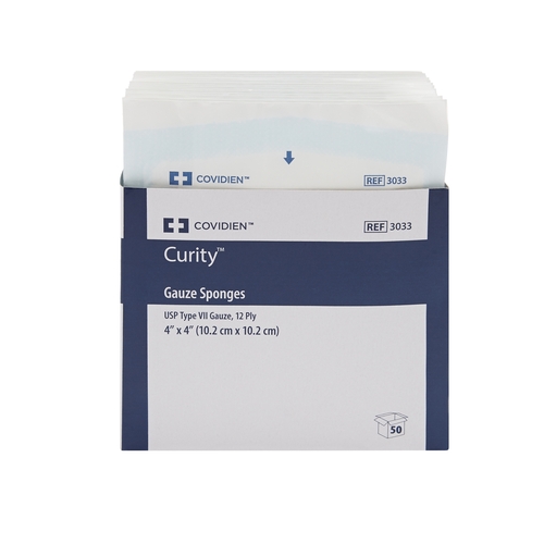 MON401581PK - Cardinal Health - Cardinal Health Sponge Dressing Curity Gauze 12-Ply 4" x 4" Square, 2 EA/PK