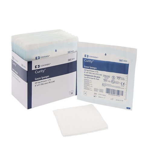 MON401581PK - Cardinal Health - Cardinal Health Sponge Dressing Curity Gauze 12-Ply 4" x 4" Square, 2 EA/PK