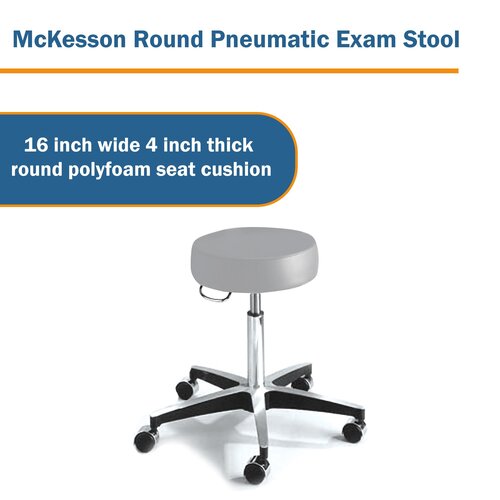 MON407031EA - McKesson - Exam Stool Backless Pneumatic Height Adjustment 5 Casters Clamshell
