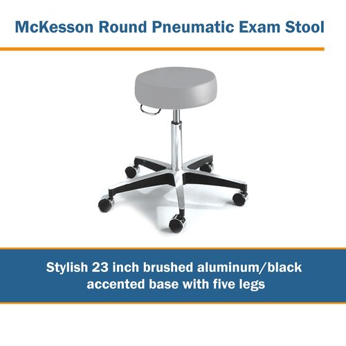 MON407031EA - McKesson - Exam Stool Backless Pneumatic Height Adjustment 5 Casters Clamshell