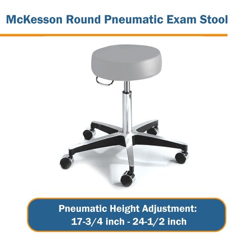 MON407031EA - McKesson - Exam Stool Backless Pneumatic Height Adjustment 5 Casters Clamshell