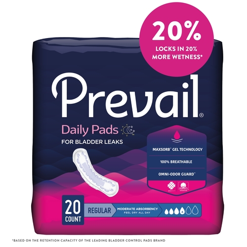 MON409931BG - First Quality - First Quality Prevail&reg; Bladder Control Pads - Moderate, 20 EA/PK