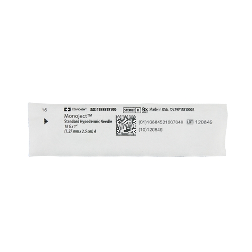 MON414559CS - Cardinal Health - Cardinal Health Hypodermic Needle Monoject SoftPack Without Safety 18 Gauge 1&quot; Length, 1000 EA/CS
