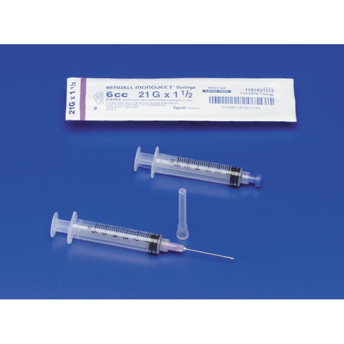 MON414622CS - Covidien - Syringe with Hypodermic Needle Monoject 6 mL 22 Gauge 1-1/2&quot; Detachable Needle Without Safety, 400 EA/CS