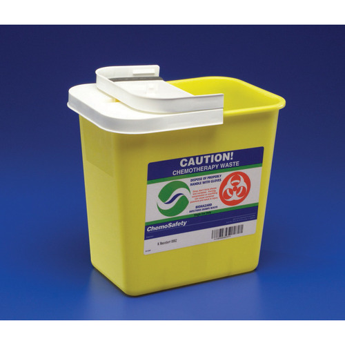 MON418234CS - Cardinal Health - Chemotherapy Sharps Container SharpSafety&trade; 1-Piece 17.75H x 11W x 15.5D" 8 Gallon Yellow Base Sliding Lid, 10/CS