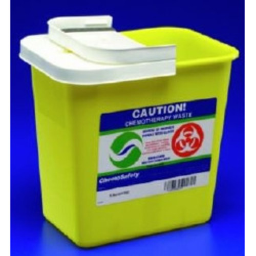 MON420055CS - Cardinal Health - Chemotherapy Waste Container SharpSafety 18-3/4 H x 12-3/4 D x 18-1/4 W" 12 Gallon Yellow Base / White Lid Vertical Entry Gasketed Hinged Lid, 10 EA/CS