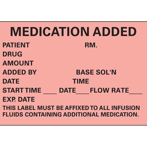 MON42493RL - PDC Healthcare - Pre-Printed Label Timemed Anesthesia Label Fluorescent Red Paper Medication Added Black Medication Instruction 1-3/4 X 2-1/2 Inch, 1 Roll