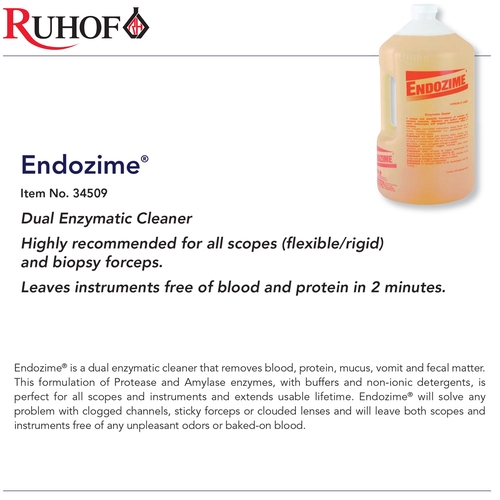 MON428948CS - Ruhof Healthcare - Ruhof Healthcare Dual Enzymatic Instrument Detergent Endozime Liquid Concentrate 1 gal. Jug Floral Scent, 4/CS