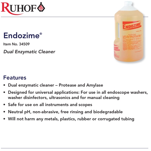 MON428948CS - Ruhof Healthcare - Ruhof Healthcare Dual Enzymatic Instrument Detergent Endozime Liquid Concentrate 1 gal. Jug Floral Scent, 4/CS