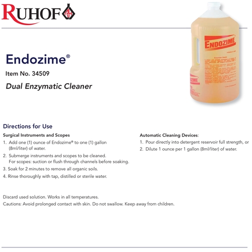 MON428948CS - Ruhof Healthcare - Ruhof Healthcare Dual Enzymatic Instrument Detergent Endozime Liquid Concentrate 1 gal. Jug Floral Scent, 4/CS