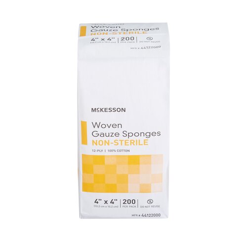 MON440343CS - McKesson - McKesson Sponge Dressing Medi-Pak Performance Cotton Gauze 12-Ply 4" x 4" Square, 2000 EA/CS
