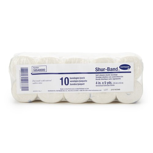 MON442363PK - Conco - Conco Elastic Bandage Shur-Band LF 4&quot; x 5 Yard Standard Compression Single Hook and Loop Closure Natural NonSterile, 10 EA/PK