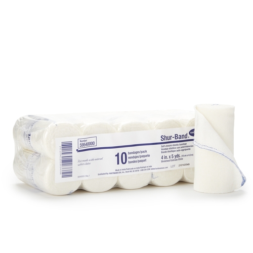 MON442363PK - Conco - Conco Elastic Bandage Shur-Band LF 4&quot; x 5 Yard Standard Compression Single Hook and Loop Closure Natural NonSterile, 10 EA/PK
