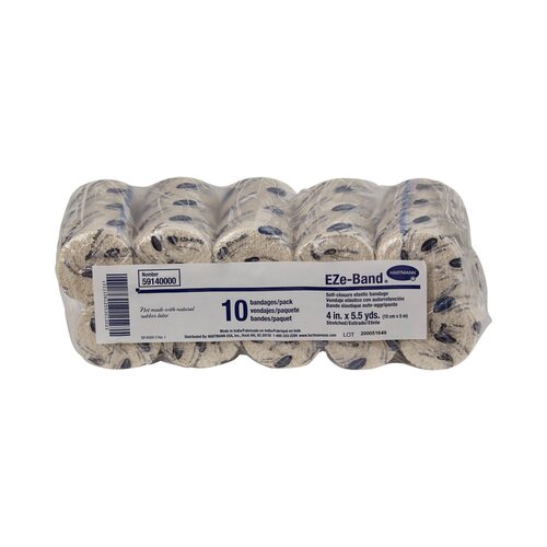MON442367CS - Hartmann - Hartmann Elastic Bandage EZe-Band&reg; LF 4 Inch X 5 Yard Standard Compression Double Hook and Loop Closure Tan NonSterile, 60/CS