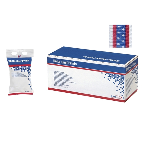 MON443809BX - BSN Medical - Cast Tape Delta-Cast&reg; Prints 3 Inch X 12 Foot Polyester Stars and Stripes Print, 10/BX