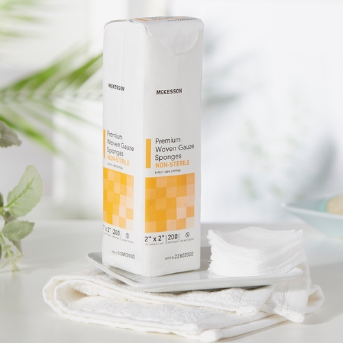 MON446037PK - McKesson - McKesson Sponge Dressing Medi-Pak Performance Plus Cotton Gauze 8-Ply 2" x 2" Square, 200 EA/PK